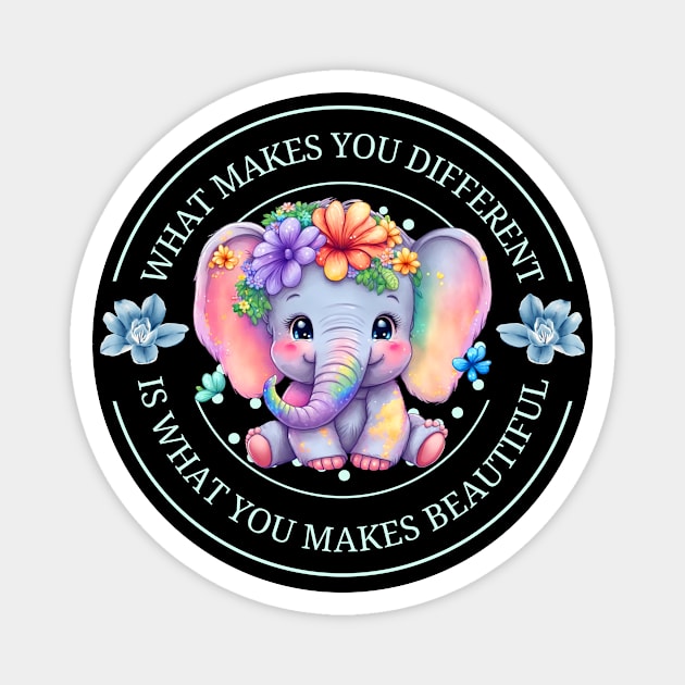 autism awareness day 2023 cute colorful baby elephant Magnet by Ballari